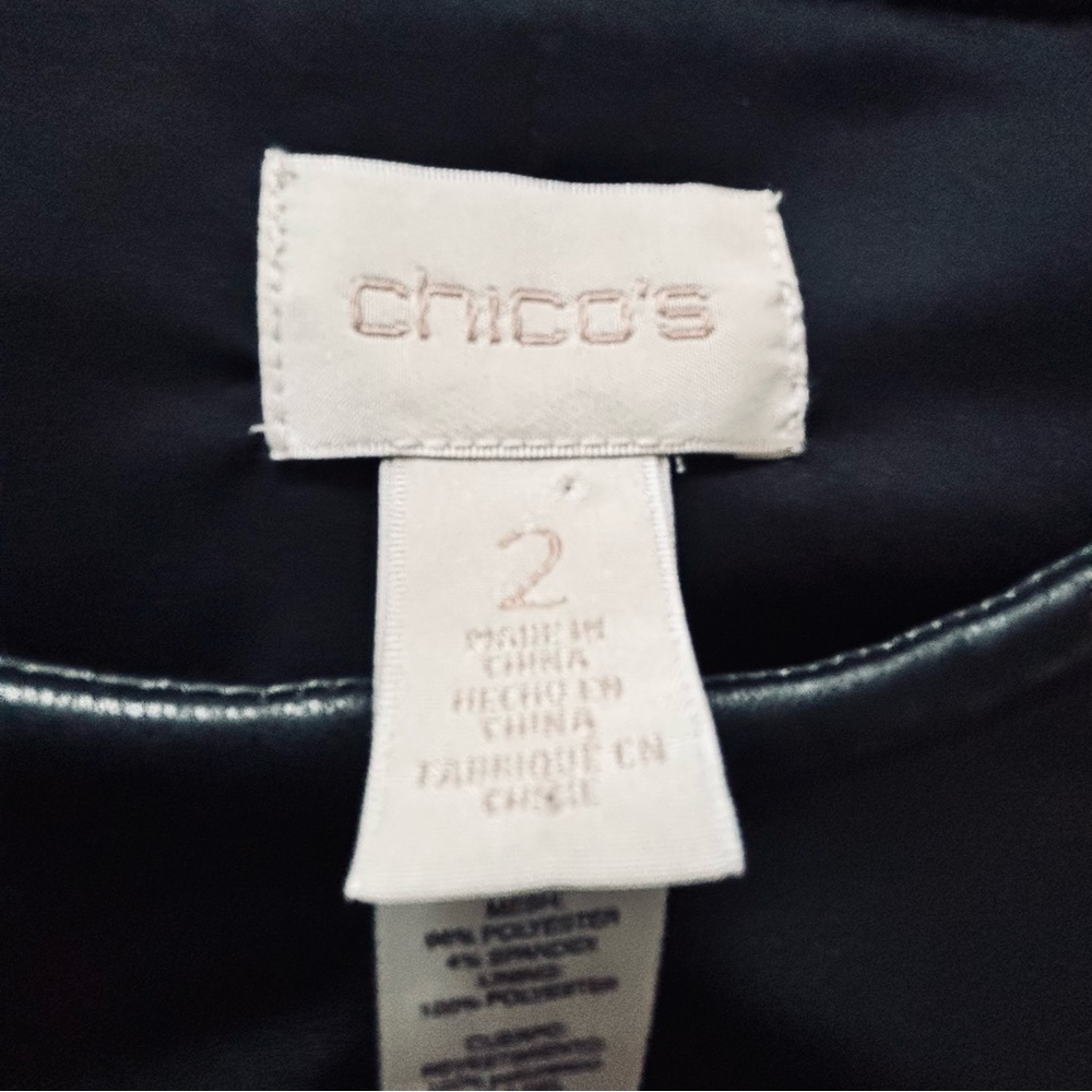 Chico's Black Mixed-Media Faux-Leather Peplum Jacket - Picture 4 of 4